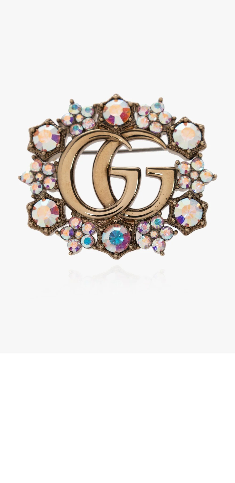 구찌 더블 G 크리스탈 장식 브로치 753794