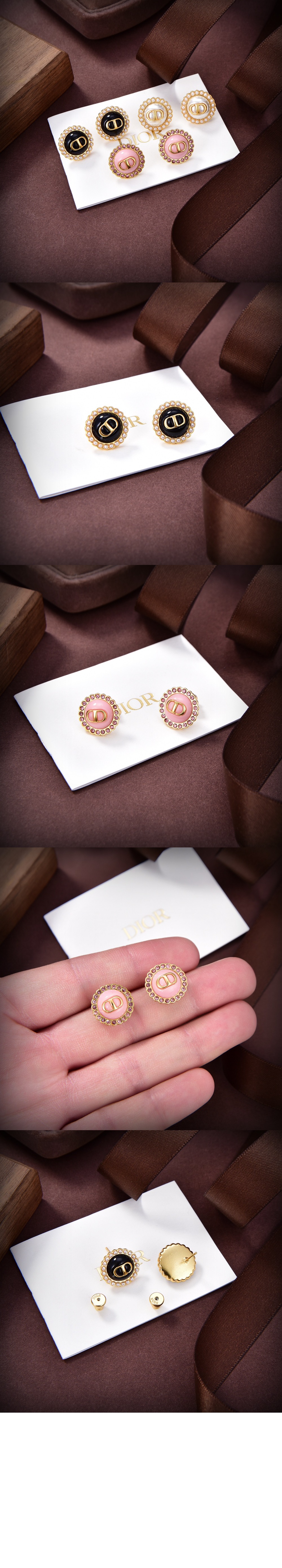 디올 Petit CD Baroque 스터드 귀걸이 E1835