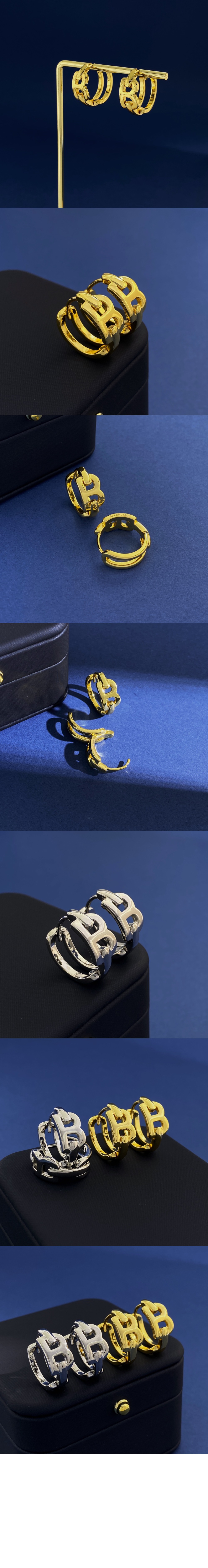 발렌시아가 B 체인 후프 귀걸이 748176