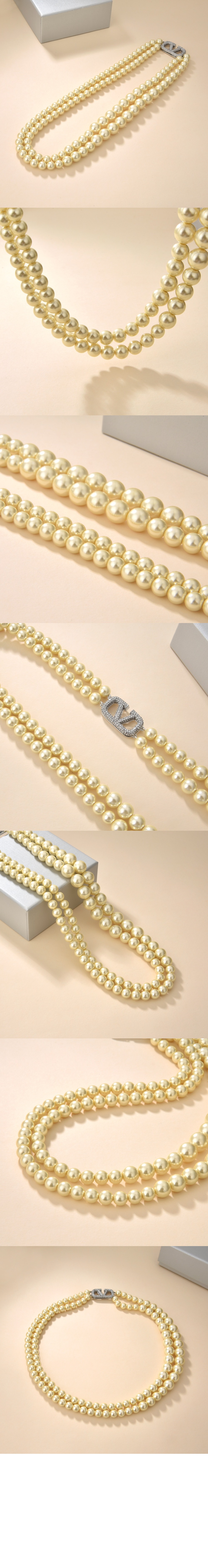 발렌티노 더블 진주 네크리스