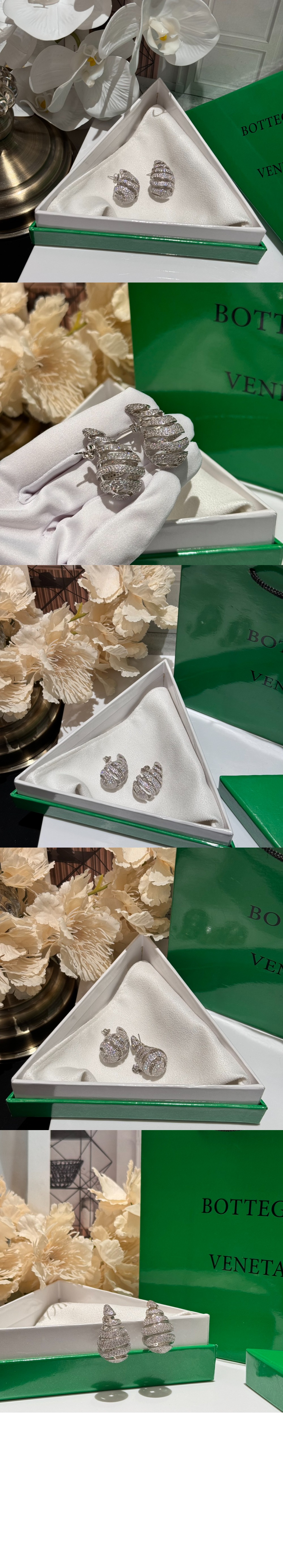 보테가베네타 나선형 지르콘 세팅 이어링 754327