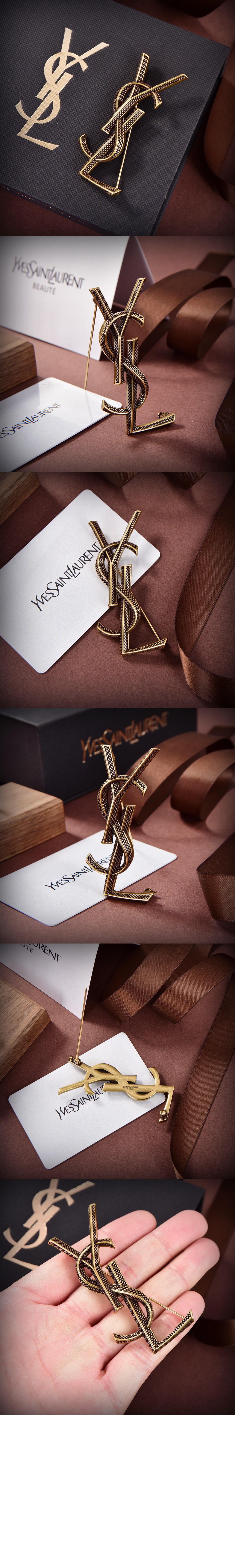 생로랑 메탈 소재의 CASSANDRE 스네이크 브로치 700582