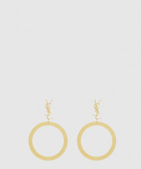 생로랑 메탈 소재의 CASSANDRE 펜던트 후프 이어링 784142
