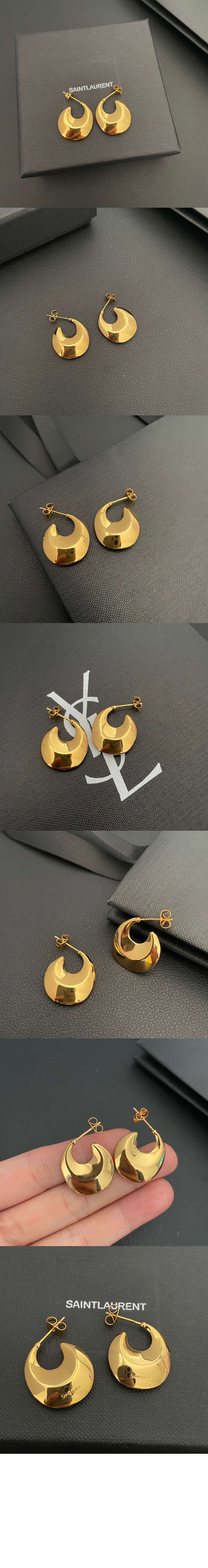 생로랑 메탈 티어드롭 후프 이어링 823709