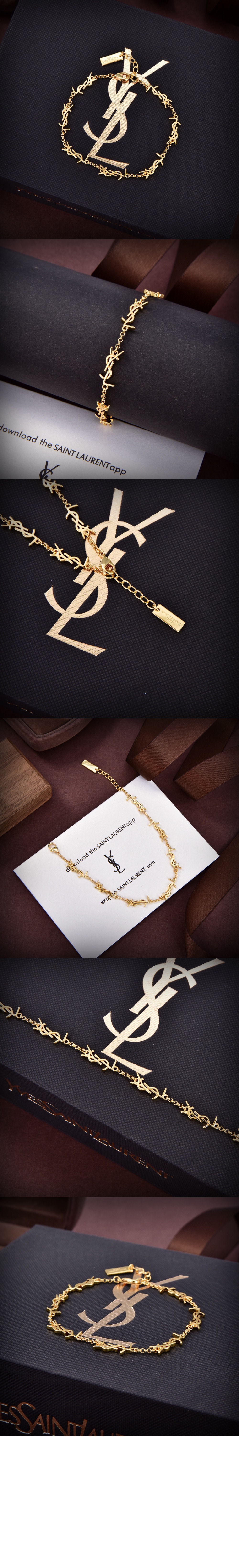 생로랑 메탈 소재의 CASSANDRE 멀티 참 브레이슬릿 757664