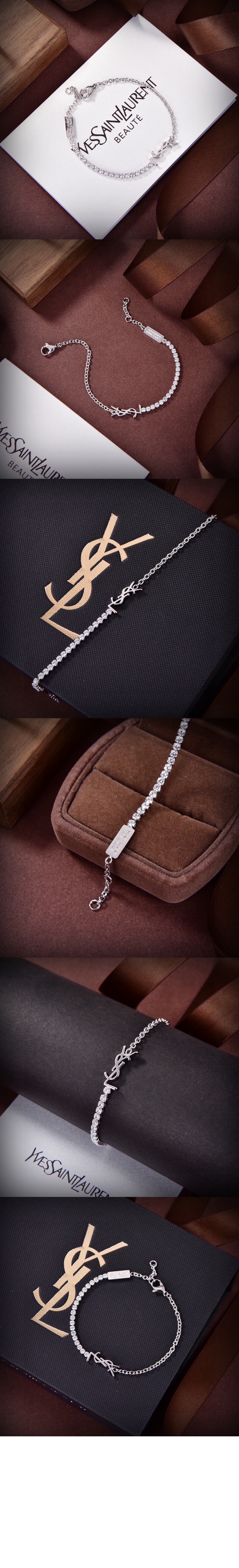 생로랑 메탈 및 라인스톤 소재의 CASSANDRE 참 브레이슬릿 712345