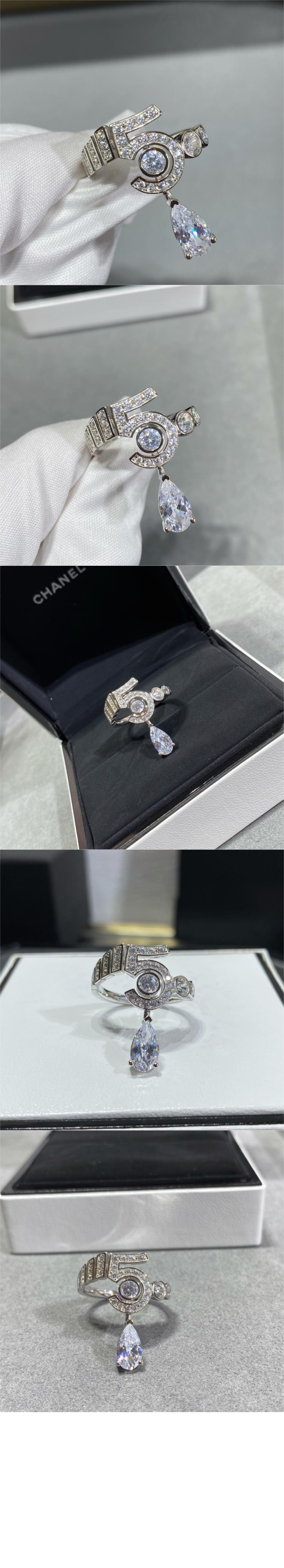 샤넬 N°5 DROP WHITE 골드 링 J64256