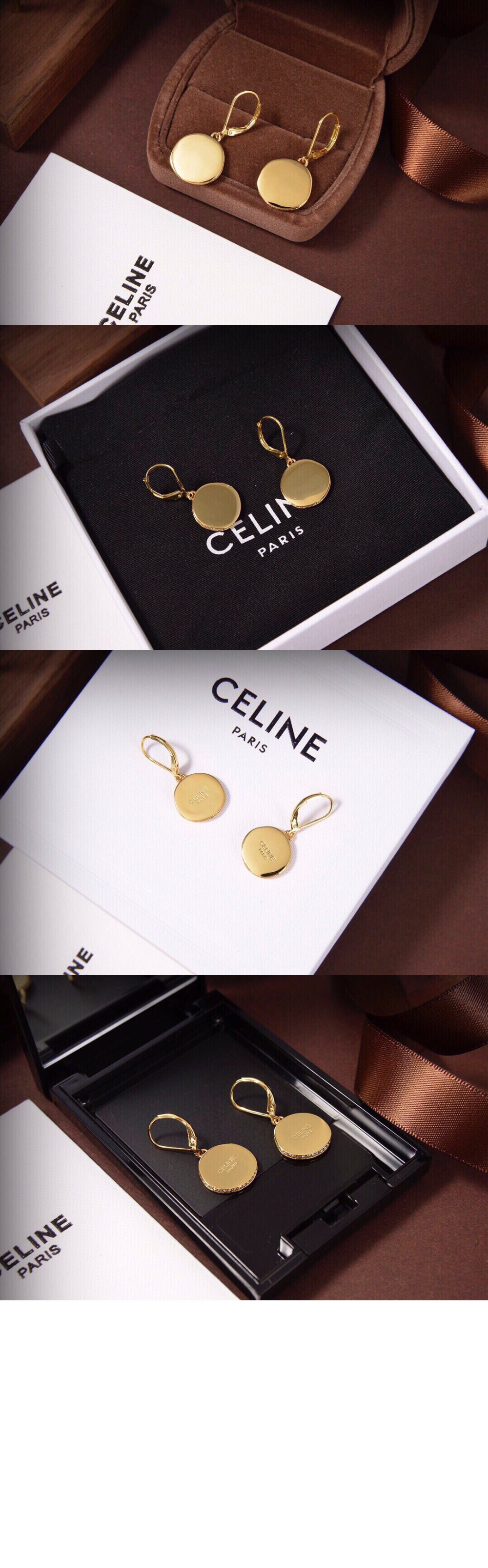셀린느 메달 귀걸이 골드 다이아몬드 46Q796