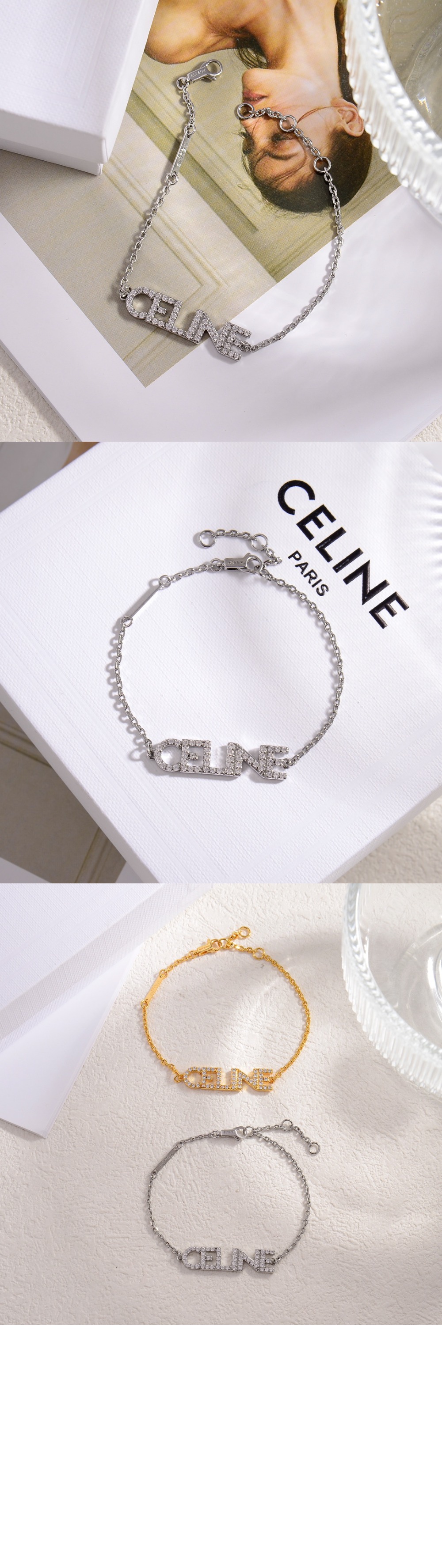 셀린느 모노크롬 스트라스 팔찌 460YS6