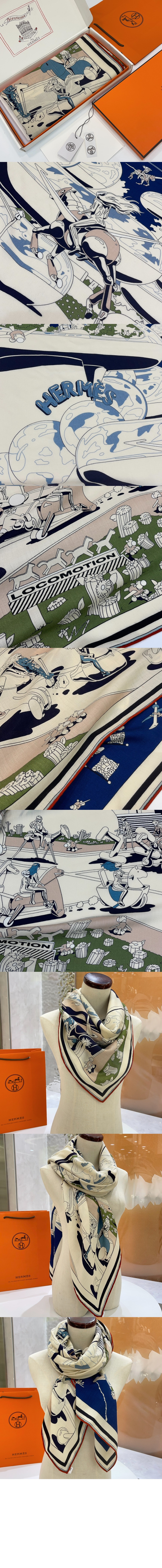 에르메스 Les Roues de Phaeton Bandana 숄140