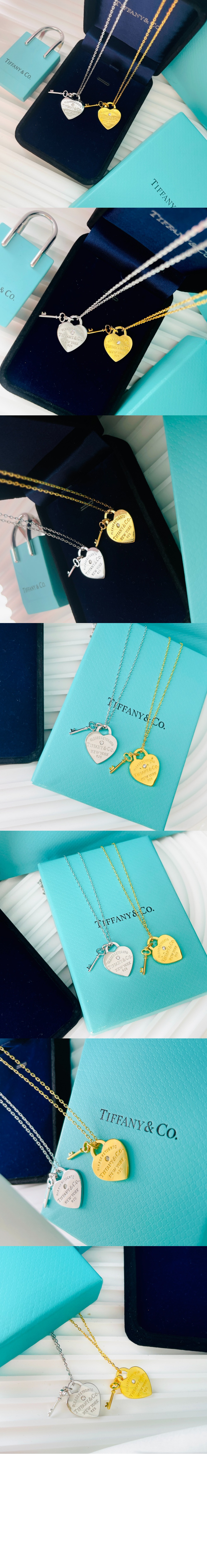 티파니앤코 하트 태그 및 키 목걸이
