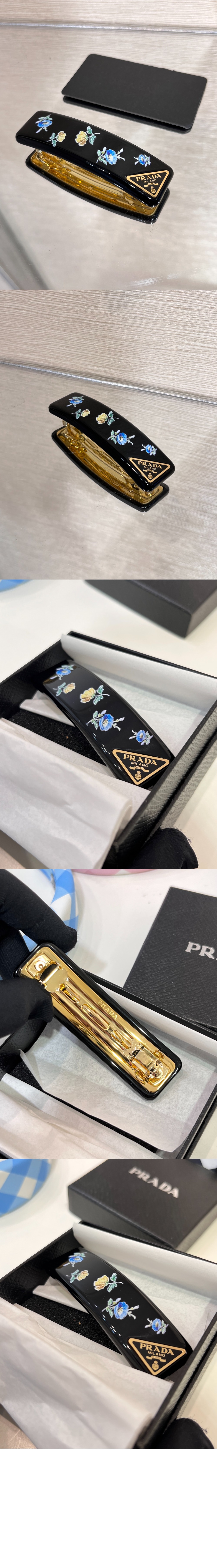 프라다 플렉시글라스 및 메탈 헤어 클립 1IF197