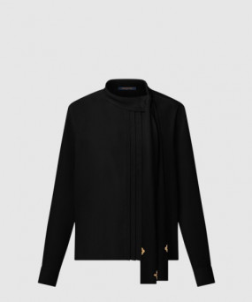 루이비통 플리츠 디테일 펜던트 칼라 셔츠