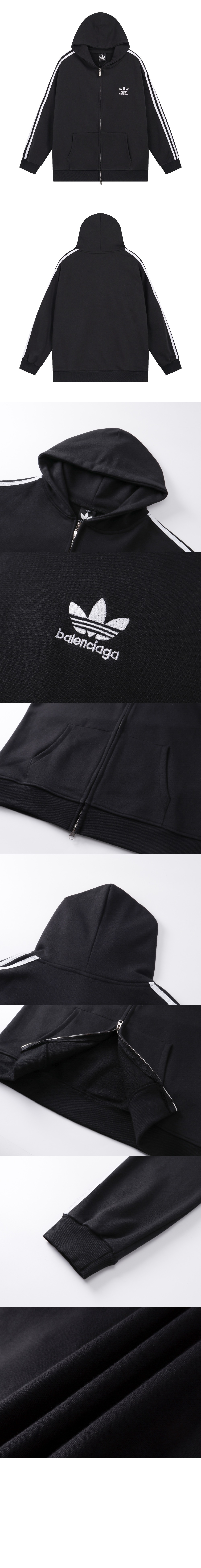 발렌시아가 코튼 저지 집업 후디