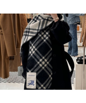 버버리 체크 울 스카프 블랙