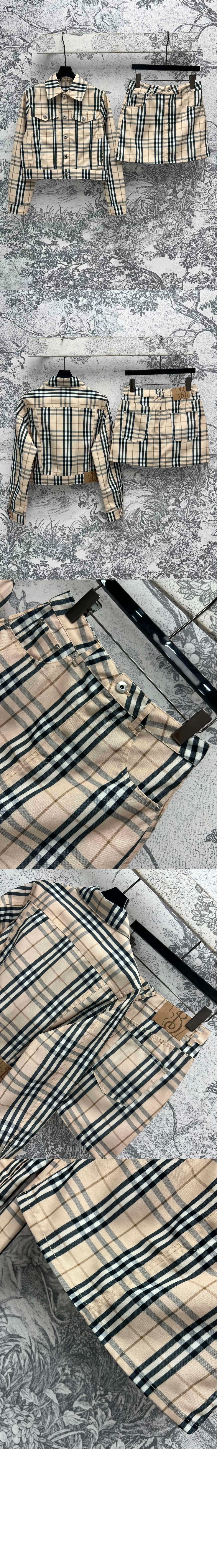 버버리 체크 데님 미니 스커트