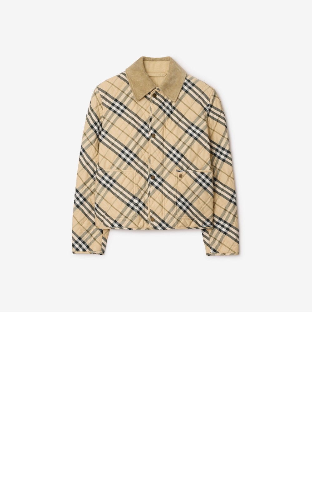 버버리 크롭 체크 퀼팅 반 재킷