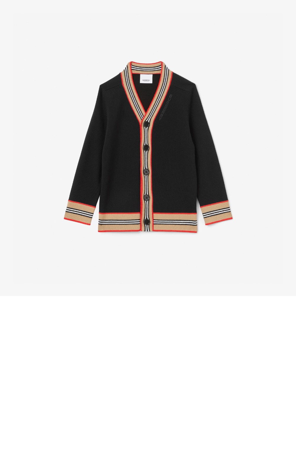 버버리 아이콘 스트라이프 트리밍 울 가디건