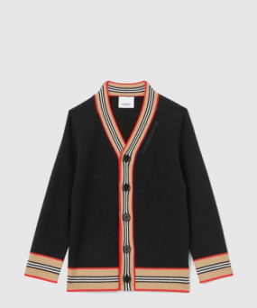 버버리 아이콘 스트라이프 트리밍 울 가디건