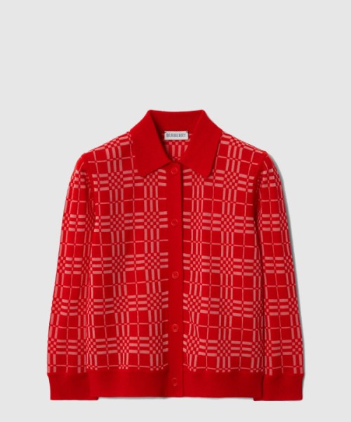 버버리 체크 울 블렌드 가디건