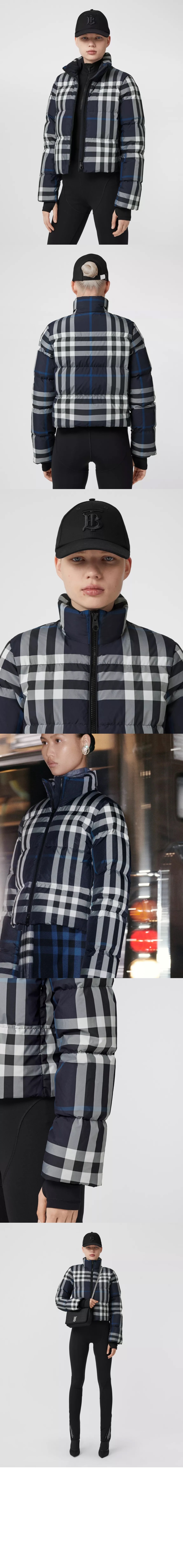 버버리 크롭 체크 퍼퍼 재킷