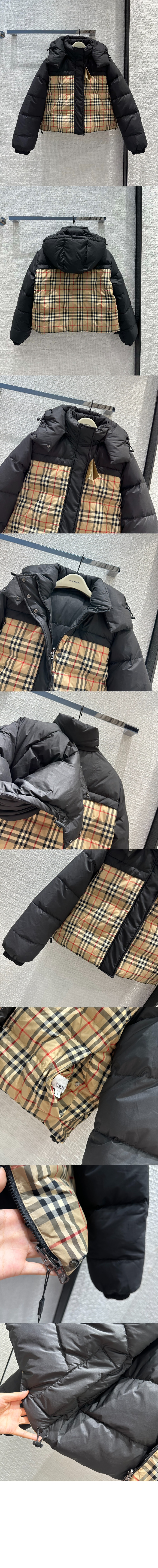 버버리 크롭 리버시블 체크 퍼퍼 재킷