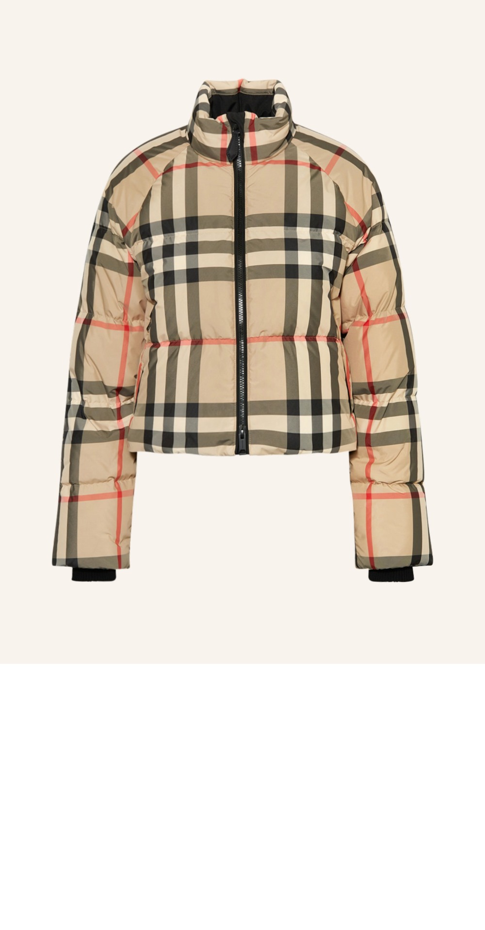 버버리 크롭 체크 퍼퍼 재킷
