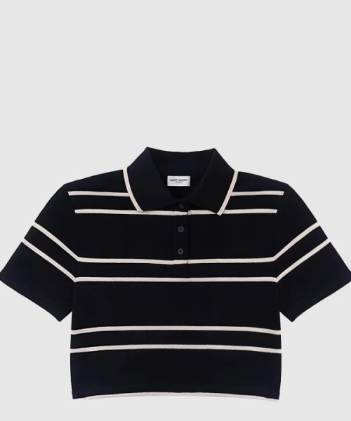 생로랑 스트라이프 로고 폴로셔츠 반팔