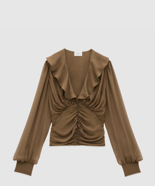 생로랑 실크 크레이프 모슬린 소재의 블라우스