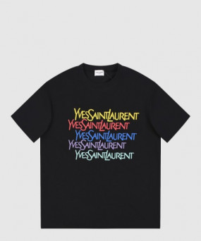 생로랑 로고 프린트 반팔