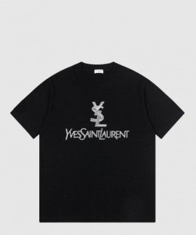 생로랑 로고 프린트 반팔