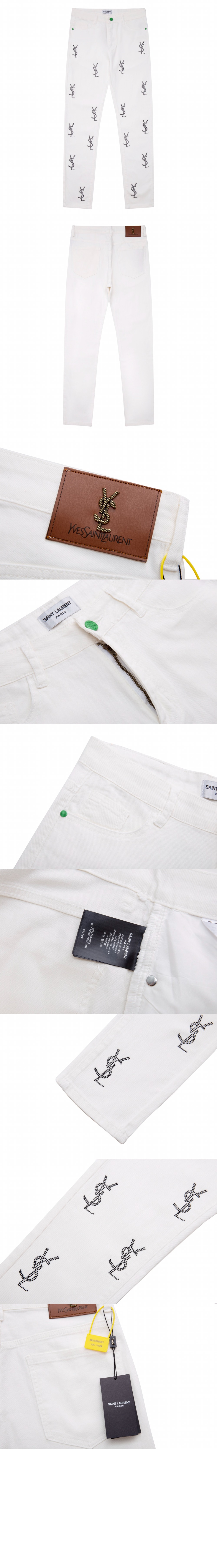 생로랑 로고 캐주얼 바지