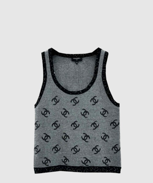 샤넬 프린트 니트 톱