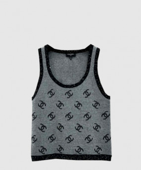 샤넬 프린트 니트 톱