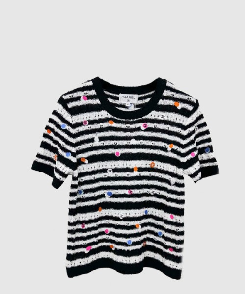 샤넬 프린트 니트 톱