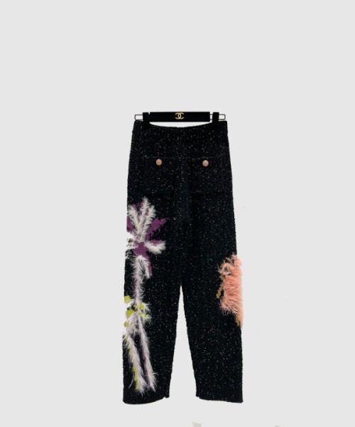 샤넬 로고 캐주얼 팬츠