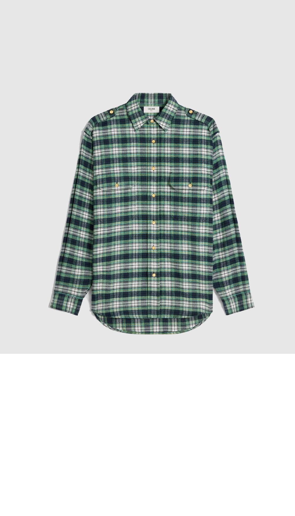 셀린느 체크무늬 플란넬 오버셔츠