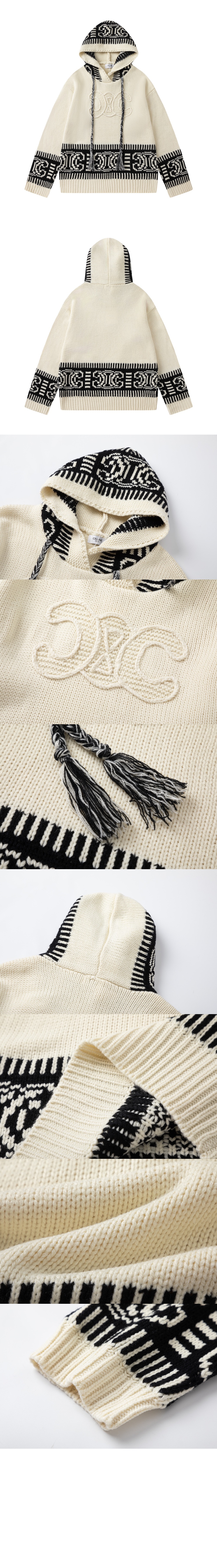 셀린느 로고 후드 긴팔