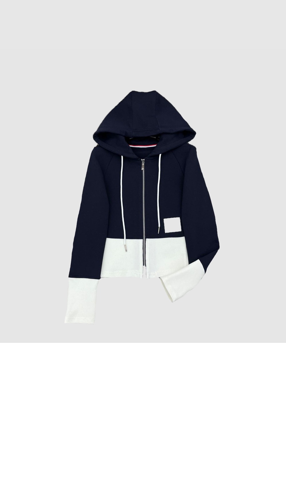 톰브라운 톰 로고 패치 지퍼 후드 티셔츠