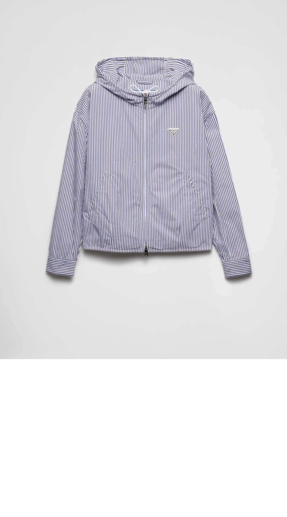 프라다 스트라이프 포플린 블루종 재킷