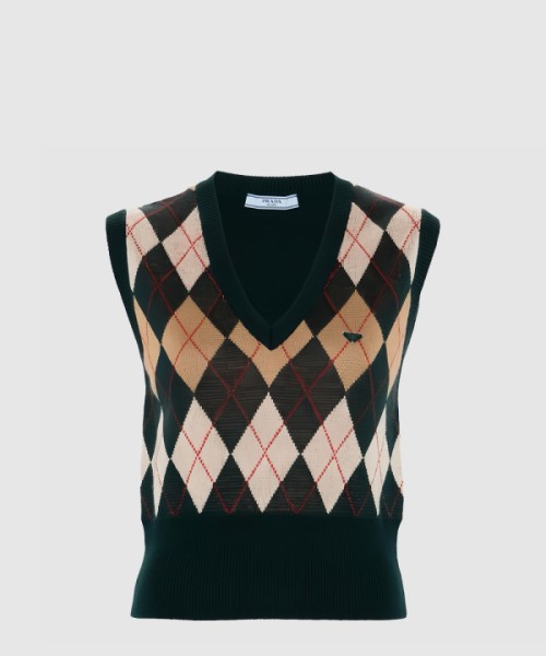 프라다 아가일 조끼