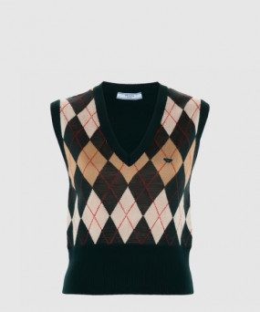 프라다 아가일 조끼