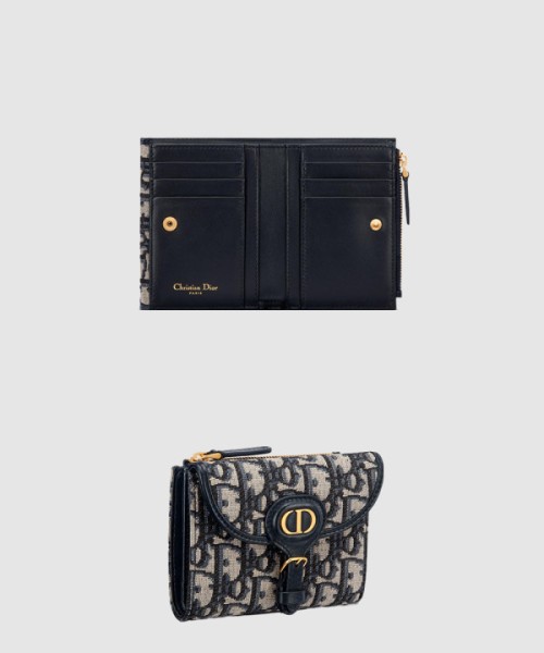 플랩 더블 할인 트윌 자카드 더블 가죽 지갑 S5699