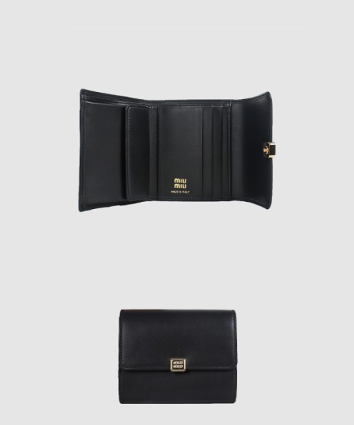 미우미우 로고 레더 반지갑 5MH040