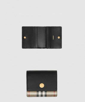 버버리 빈티지 체크 레더 스몰 폴딩 지갑 80622861