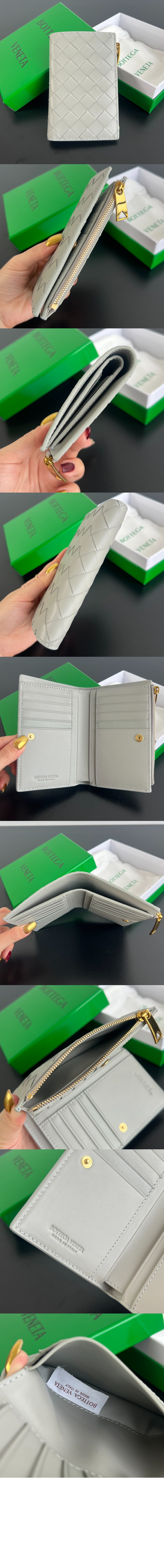 보테가베네타 인트레치아토 미디엄 지퍼 지퍼 바이폴드 지갑 749940