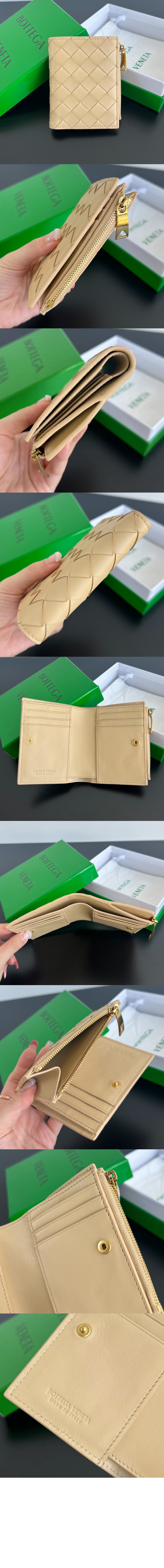 보테가베네타 스몰 인트레치아토 폴더형 지퍼 지갑 742330