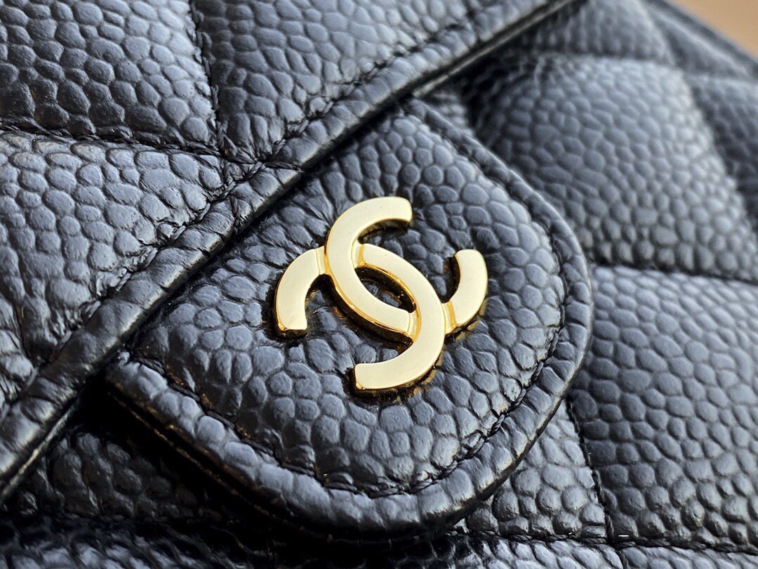 샤넬 캐비어 반지갑 캐비어 금장 AP0231