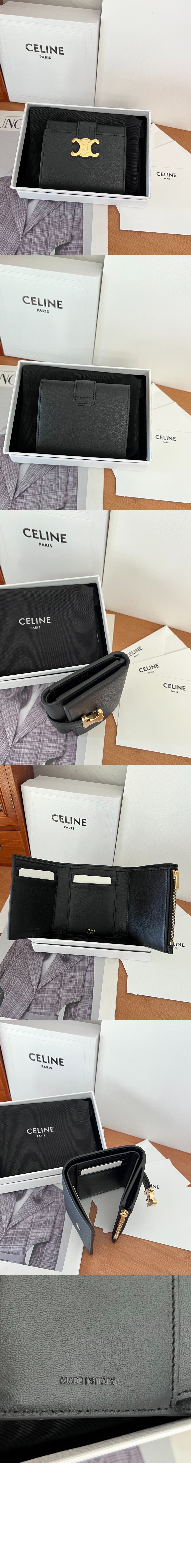 셀린느 니노 파인 스트랩 지갑 서플 그레인 카프스킨 10M963